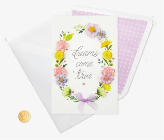 Dreams Come True Floral Wreath Congratulations Card - Greeting Card, HD Png Download, Free Download