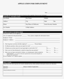 Blank Job Application, HD Png Download, Free Download