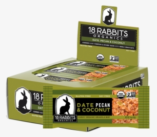 Date, Pecan & Coconut, Organic Granola Bar - 18 Rabbits Organic Apricot Walnut Coconut Bar 1.6 Oz, HD Png Download, Free Download
