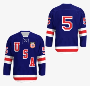 1960 Herb Brooks 5 Usa Hockey Jersey With Patch Colors - Sailing Team Hockey Jersey, HD Png Download, Free Download