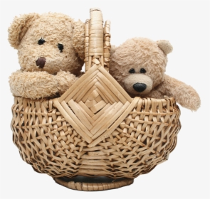 Two Teddy Bear In Basket - Teddy Bear Toy Png, Transparent Png, Free Download