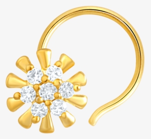 Mahi Gold Plated Bright Sunshine Nose Pin With Cz For - Body Jewelry, HD Png Download, Free Download