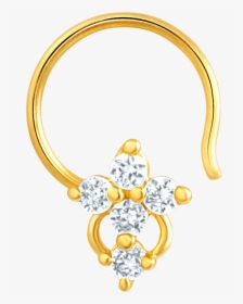 Mahi Gold Plated Symbolic Shine Nose Pin With Cz Stones - Body Jewelry, HD Png Download, Free Download