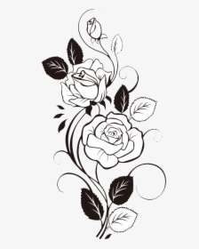 Rose Black And White Clipart Design - Roses And Sunflowers Drawing, HD Png Download, Free Download