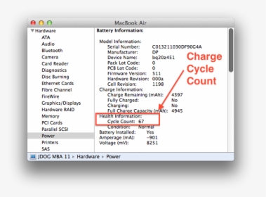 Check Your Macbook Battery"s Charge Cycle Count Here - Mac, HD Png Download, Free Download