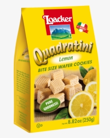 Quadratini Lemon Bite Size Wafer Cookies - Loacker Quadratini Lemon Wafers, HD Png Download, Free Download