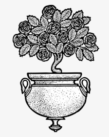 Vintage Flower Clipart Black And White - Flower Pot Design Clip Art, HD Png Download, Free Download