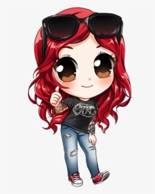Character,fashion Hair,art,style,clip Art,black Hair - Chibi Red Hair Girl, HD Png Download, Free Download