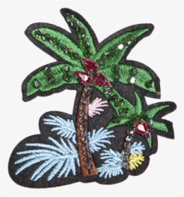 Custom Embroidered Coconut Tree Patch With Beads - Embroidery, HD Png Download, Free Download