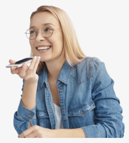 Blonde Girl On The Phone Using Voice Biometrics - Girl Phone Voice Png, Transparent Png, Free Download