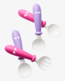 Baby Spoon & Fork [2 Sets] [pink/purple] - Babybjorn Spoon And Fork, HD Png Download, Free Download