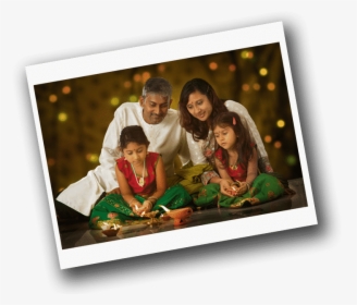 Asian Indian Family Diwali Celebration - Family In Diwali In Png, Transparent Png, Free Download