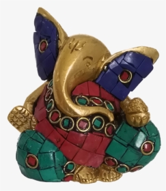 Divine Ganesha With Multi Coloured Stone Work Statue, - Mouse, HD Png Download, Free Download