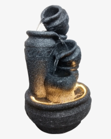 Small Matki Water Fountain For Home Decor (black Stone) - Bronze Sculpture, HD Png Download, Free Download