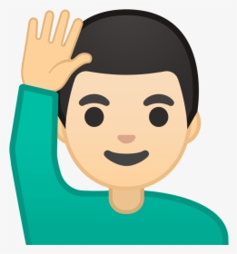 Man Raising Hand Light Skin Tone Icon - Hand Up Emoji, HD Png Download, Free Download