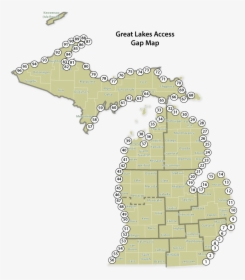 Map Of Michigan Showing Great Lakes Shoreline Public - Michigan, HD Png Download, Free Download