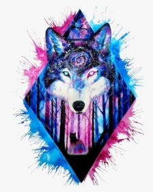Wolves Clipart Galaxy, Wolves Galaxy Transparent Free - Watercolor Wolf Tattoo, HD Png Download, Free Download