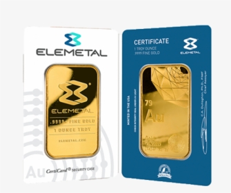 1 Oz Elemetal Gold Bar Front And Back - Elemetal 1 Oz Gold Bar, HD Png Download, Free Download
