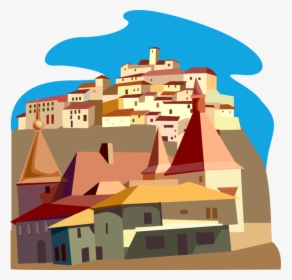 Vector Illustration Of France And Italian Village Architecture - Italian Village Vector, HD Png Download, Free Download