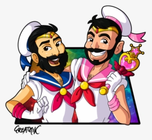 Sailor Greatmik & Sailor Mannyc Manga Illustration - Cartoon, HD Png Download, Free Download