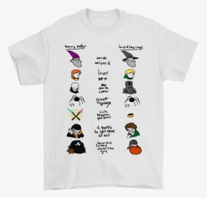 Harry Potter Characters Vs Lord Of The Rings Characters - T Shirt Harry Potter Characters, HD Png Download, Free Download
