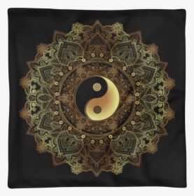 Golden Yin And Yang Mandala Flower Square Pillow Case, HD Png Download, Free Download