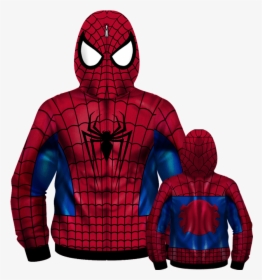Sublimated Spider Man Suit Zip Up Hoodie - Hoodie, HD Png Download, Free Download