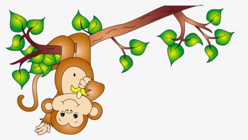 Monkey Cute Hanging Clipart Transparent Png - Cartoon Monkey In Jungle, Png Download, Free Download