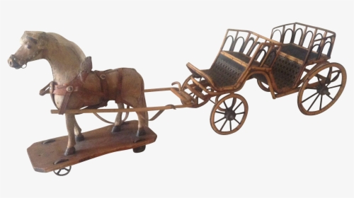 Antique French Toy Skin Covered Horse And Open Carriage - Chaise, HD Png Download, Free Download