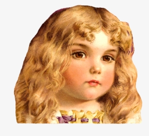 Clip Art Pretty Girl With Long Brown Hair - Little Blonde Girl With Curly Hair, HD Png Download, Free Download