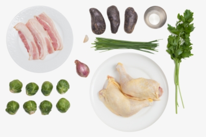Pan-seared Chicken Legs With Purple Potatoes, Brussels - Hoe, HD Png Download, Free Download