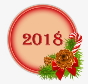 Happy 2018, Button, Christmas, - Mistletoe And Holly, HD Png Download, Free Download