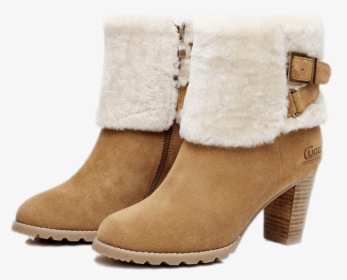 High Heel Belt Ugg Boots - Boots With Fur Transparent, HD Png Download, Free Download