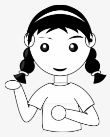 Boy And Girl With A Book Clip Black And White Library - Girl Face Clip Art Black And White, HD Png Download, Free Download