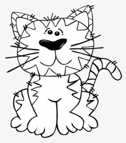 Dog Black And White Dog And Cat Clipart Black White - Striped Cat Coloring Pages, HD Png Download, Free Download