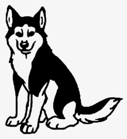 Dog Clipart Husky - Husky Black And White Clipart, HD Png Download, Free Download