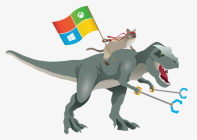 Graphic Of A Ninja Cat Waving A Microsoft Windows Flag - Microsoft T Rex Gif, HD Png Download, Free Download