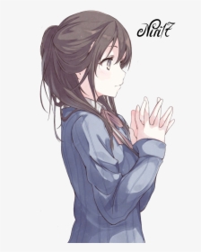 Aesthetic Long Hair Brown Haired Girl Drawing