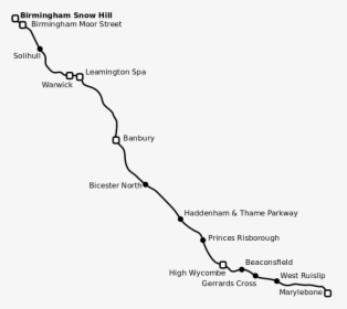 Map Of The Chiltern Main Line - Leamington Spa Train Line, HD Png ...