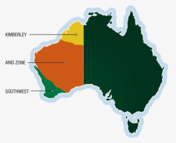 Map Of Australia Showing The Arid Zone, Kimberley And - Australia Flag And Map, HD Png Download, Free Download