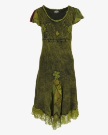 Handmade Stonewashed Cotton Flared Dress With Applique, - Day Dress, HD Png Download, Free Download