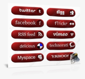 Social Red Buttons Icons, Icons, Social Bookmarks Icons - Twitter, HD Png Download, Free Download