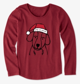 Girls Holiday Grunge Dog Long Sleeve Crusher Tee - Life Is Good, HD Png Download, Free Download