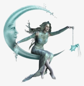 #fairy #halfmoon #half #turquoise #star #heaven - Illustration, HD Png Download, Free Download