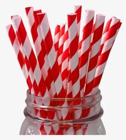 Red Striped 25pc Paper Straws - Red Striped Paper Straws 24ct Amscan, HD Png Download, Free Download