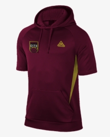 Hoodie Shooting Shirt Short Sleeve Maroon, HD Png Download, Free Download