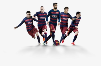 Players From The Fc Barcelona Team Helped Kick Off - Soccer Players Png, Transparent Png, Free Download