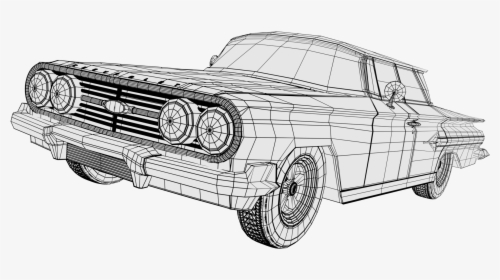 Impala 1960 Wireframe Blender - Car Render Wireframe Png, Transparent Png, Free Download