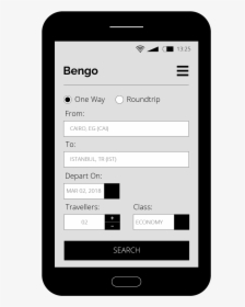 Bengo Flight Booking App Wireframe Ui - Mobile Phone, HD Png Download, Free Download