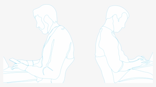 Two Men Back To Back Wireframe , Png Download - Sitting, Transparent Png, Free Download